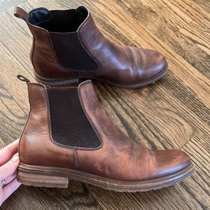 Womens brown leather Chelsea booties